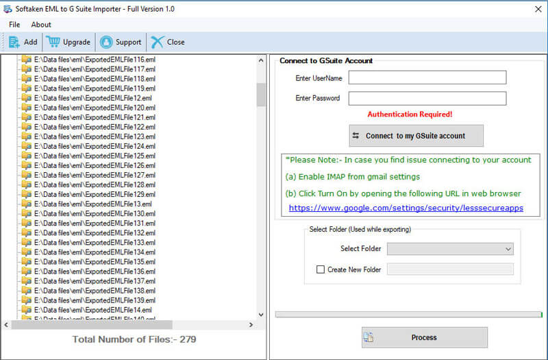 EML to G Suite Importer screenshot