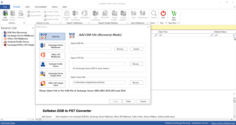 Softaken EDB to PST Converter screenshot