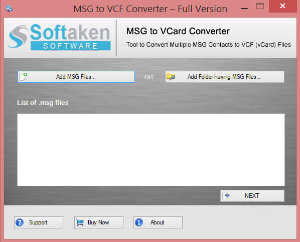 Softaken MSG to VCF Converter Windows 11 download
