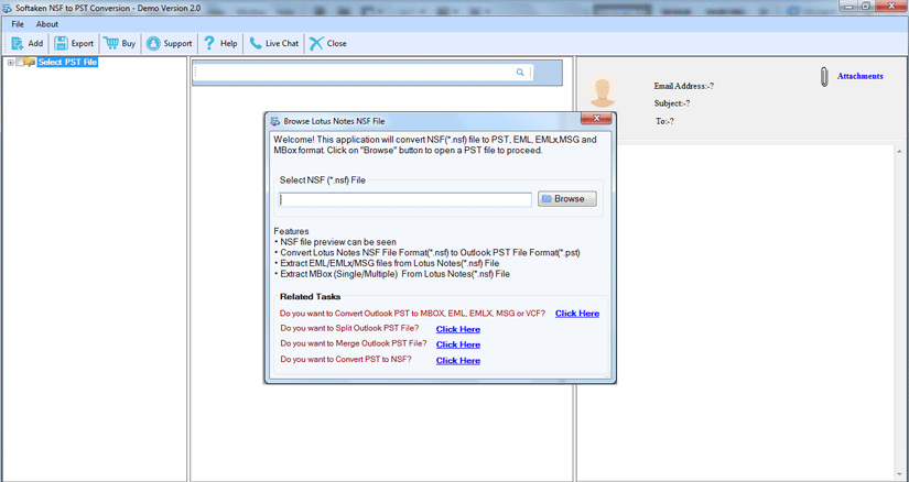 Softaken NSF to PST Converter screenshot