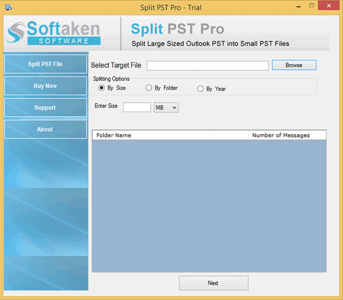 Softaken Split PST screenshot