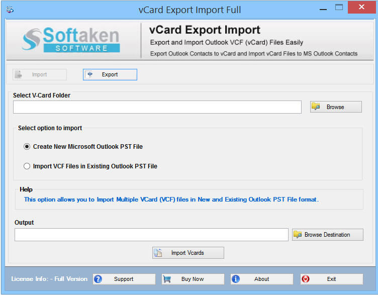 Softaken vCard Export Import screenshot