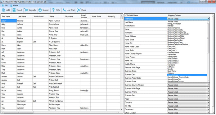 Windows 7 Softaken CSV to vCard Converter 1.2 full