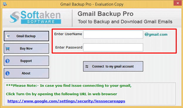 Softaken Gmail Backup screenshot