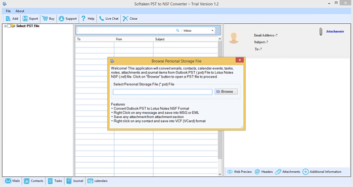 Softaken PST to NSF Converter screenshot