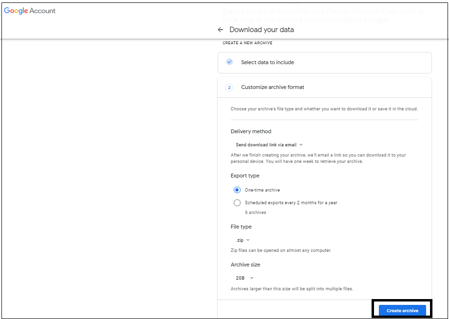 google mail backup