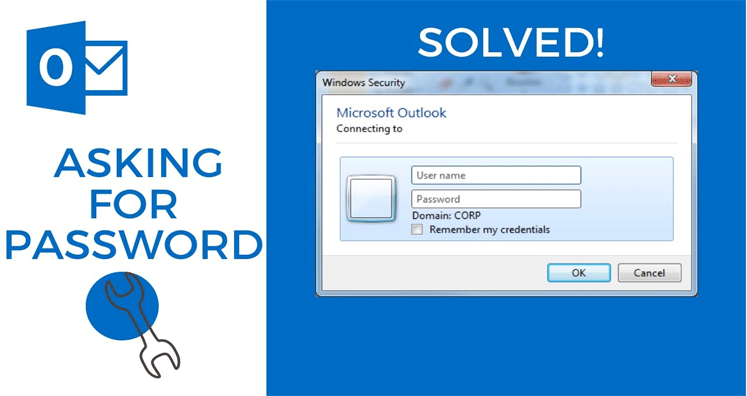 outlook asking for password fixed