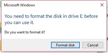 Format disk Drive E