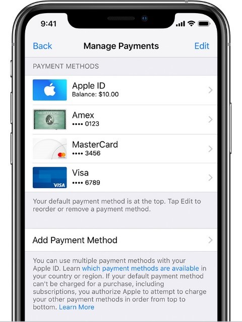 Manage Payment Settings on iPhone