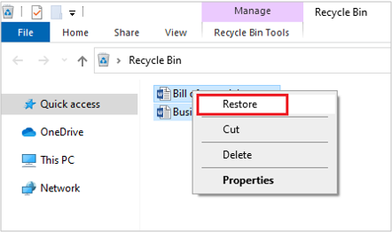 Restore Word File Recycle Bin