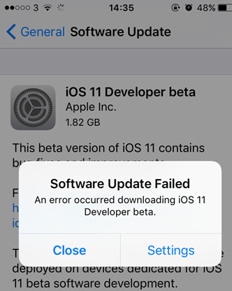 Software Update Failed’