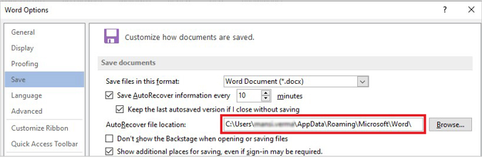 Utorecover File Location Word