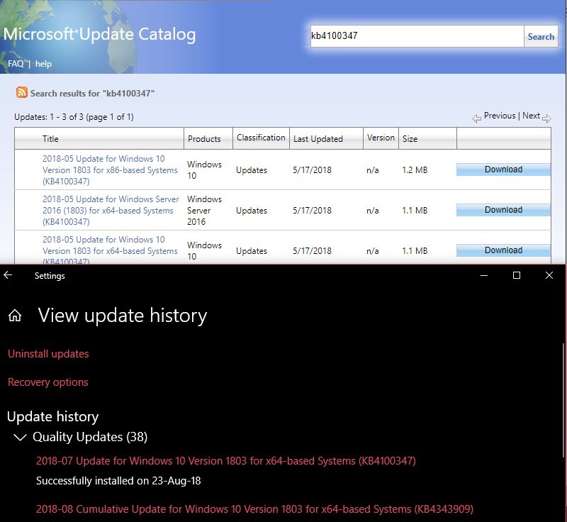 Microsoft Updating Catelog