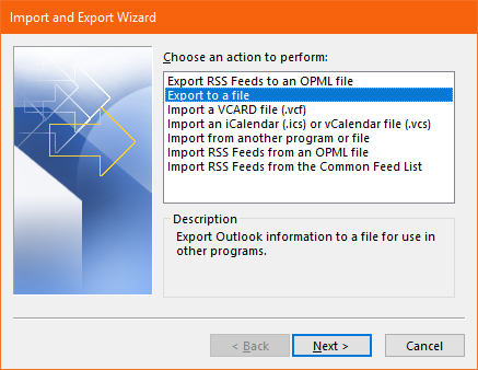 import export wizard