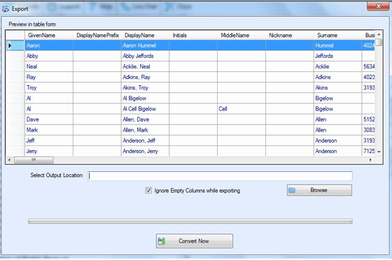 export vcard to csv