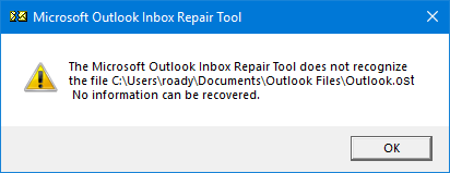 outlook pst repair tool error