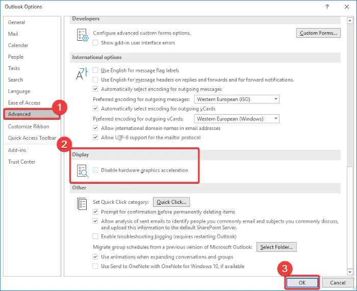 body of emails text blank in outlook