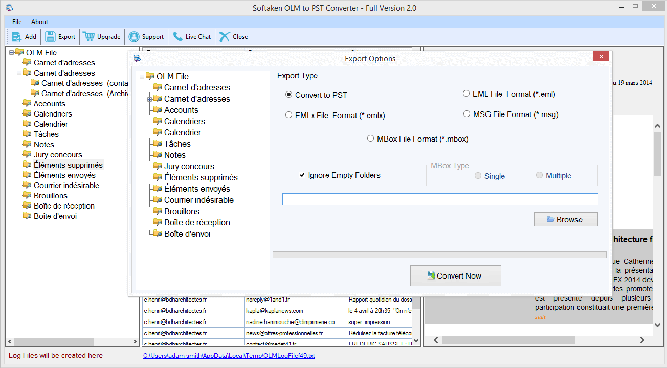 convert olm to pst