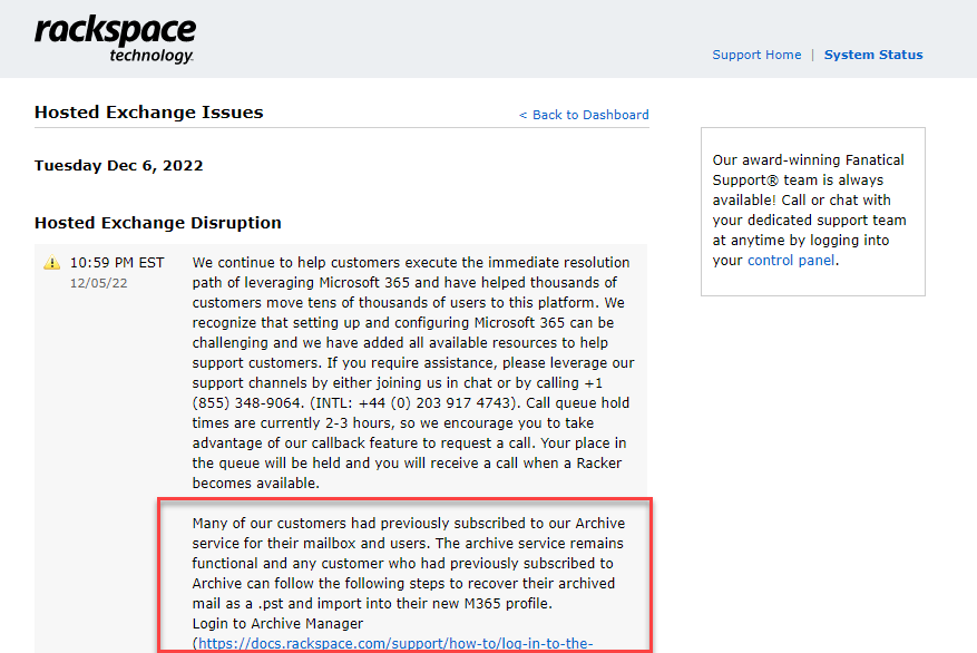 Rackspace Exchange Hosted