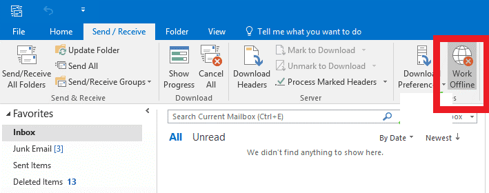 Outlook work offline greyed out-1