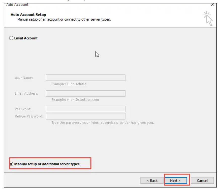 Manual configure server settings