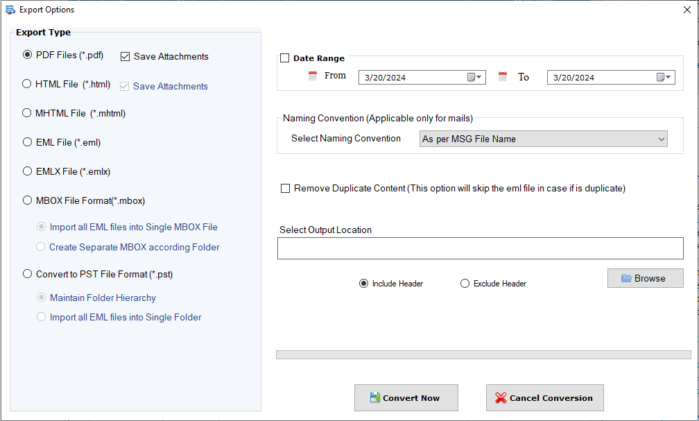 export msg files