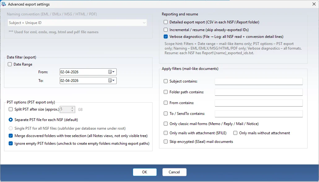 advanced export features