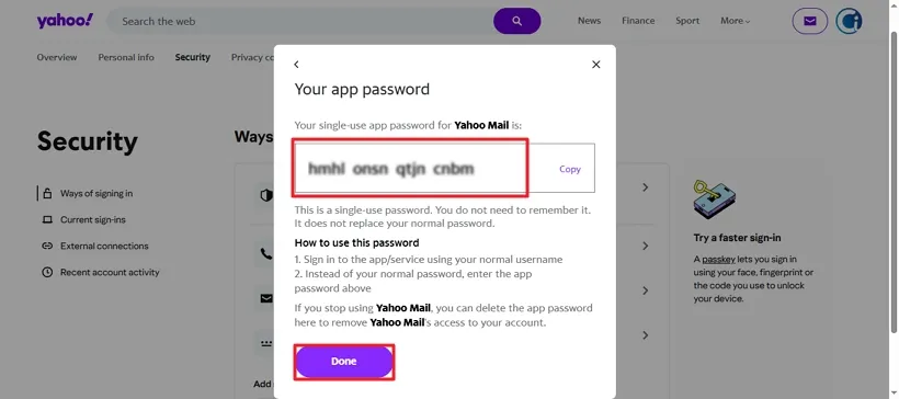 Copy App Password