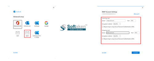 Choose IMAP and Set Server Settings