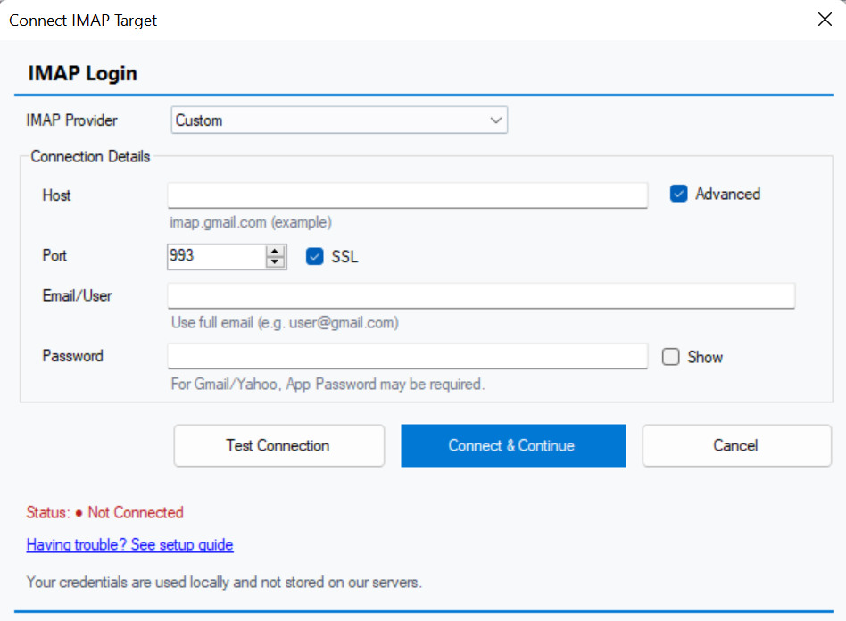 Add Gmail or Google Credentials