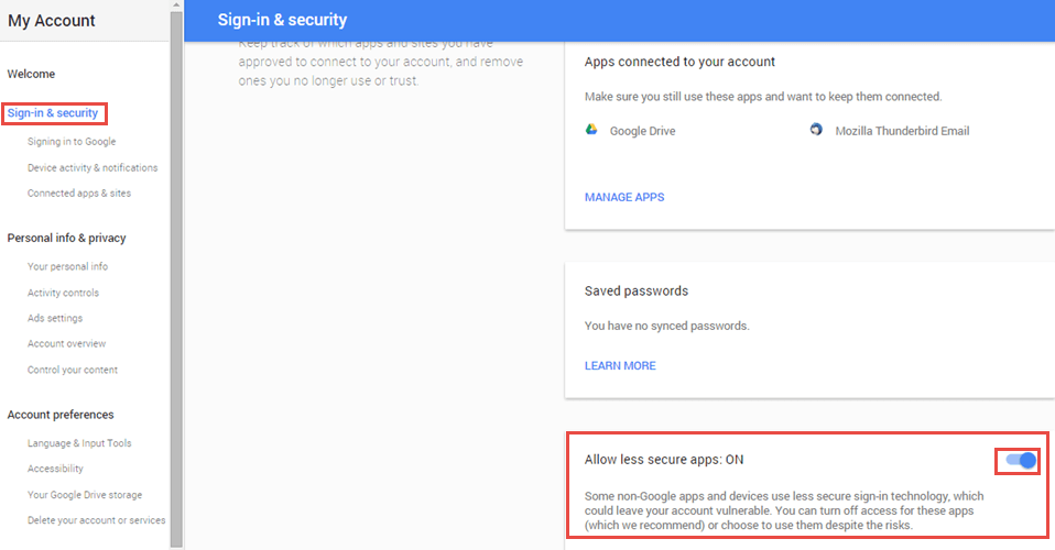 Sign-in &Security Settings