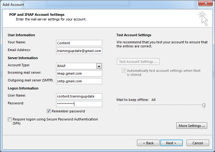 POP and IMAP Account Setting 