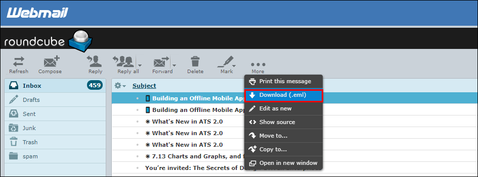 access-roundcube-emails-to-outlook-application