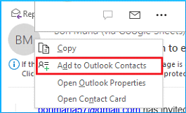 add outlook contact