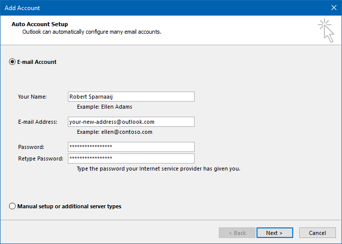 auto account setup