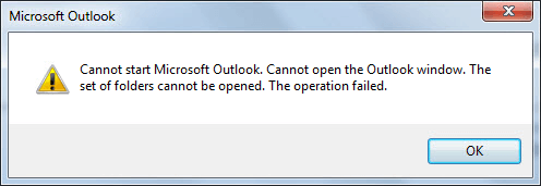 Cannot start Microsoft Outlook