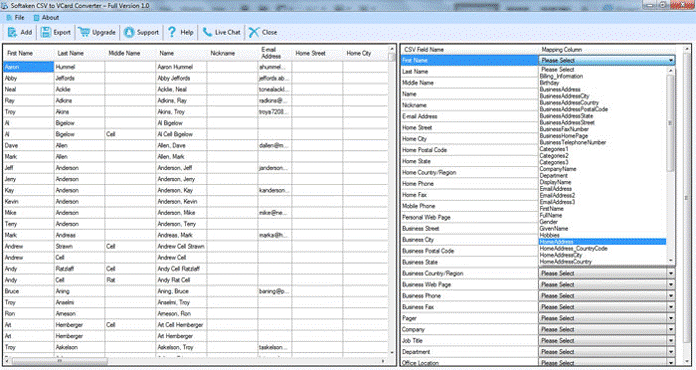 complete view of csv file