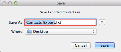 Select export contacts to list option