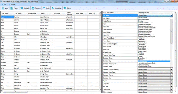 csv contacts preview