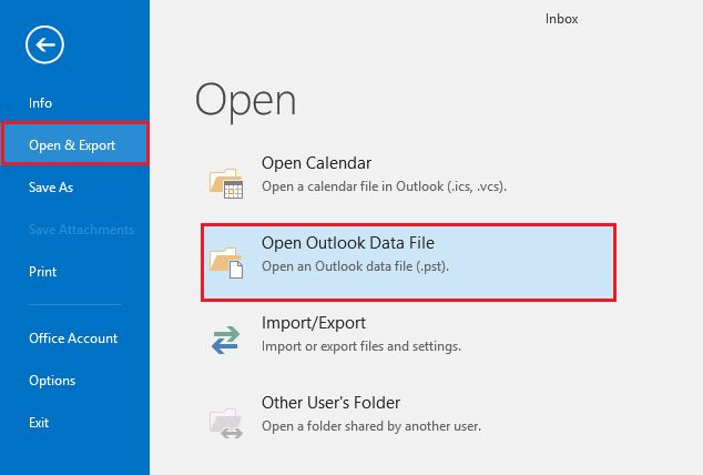 File Menu Open Export