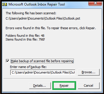 inbox repair tool