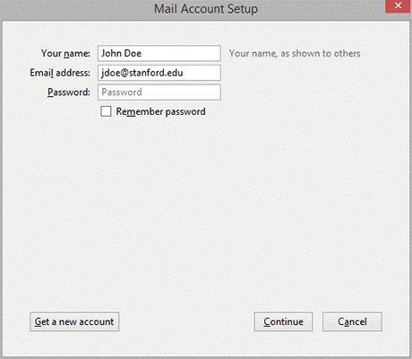 Mail account setup