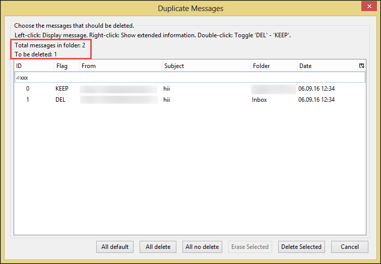 remove duplicate messages in thunderbird mail folder