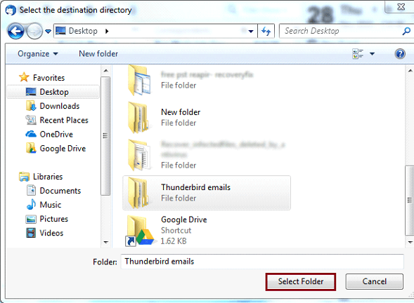 select folder option