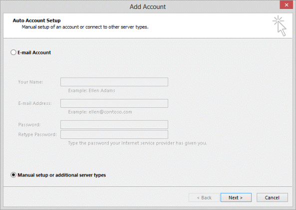 select manual setup