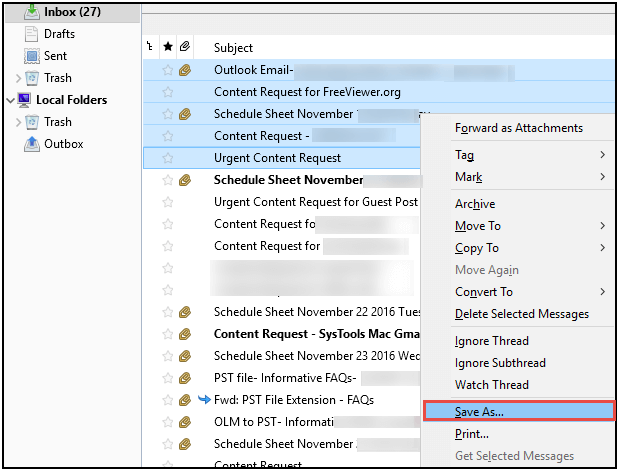 Select Outlook Emails