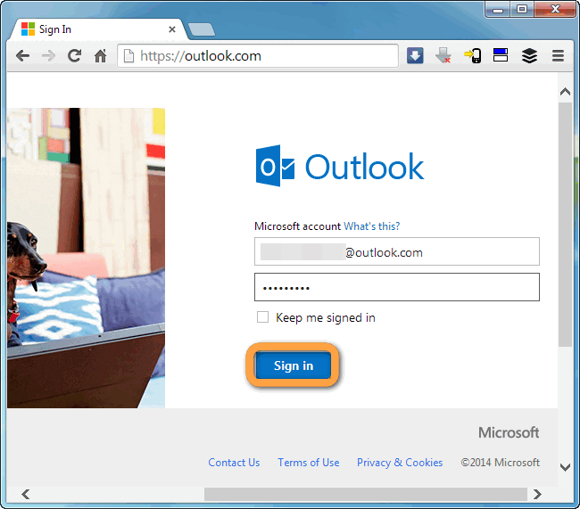 sign in to outlook