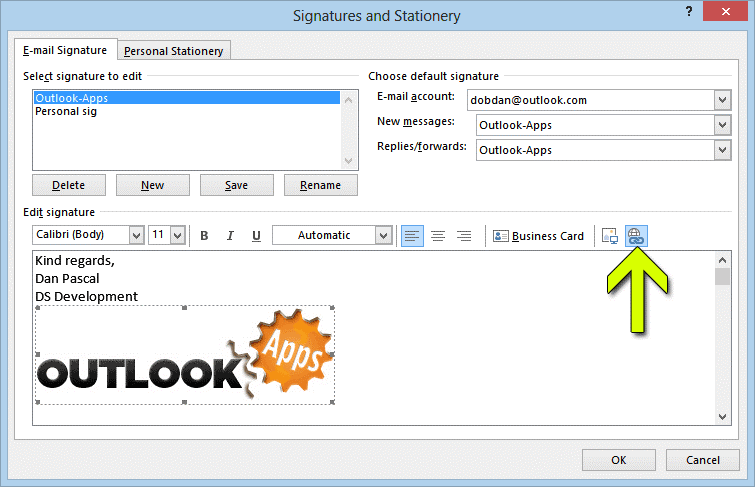 signature format Toolbar