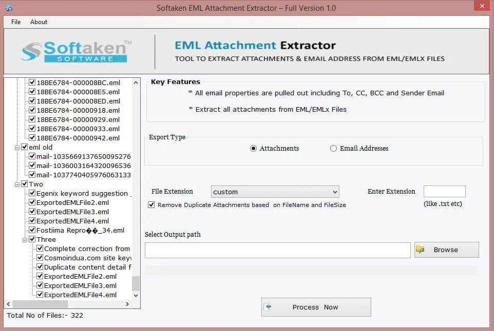 Choose output location for extracted attachments