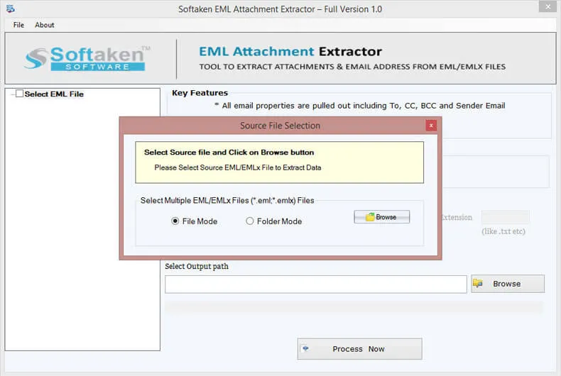 EML Attachment Extractor - File and Folder mode